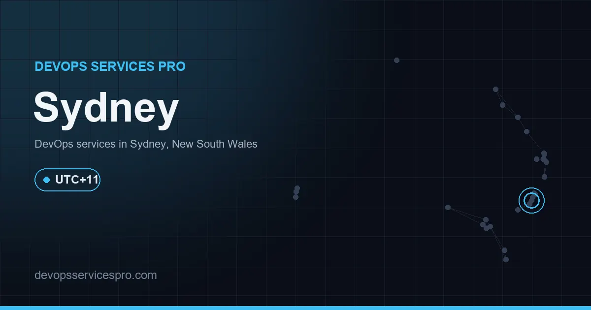 DevOps services coverage map for Sydney, Australia - DevOps Services Pro