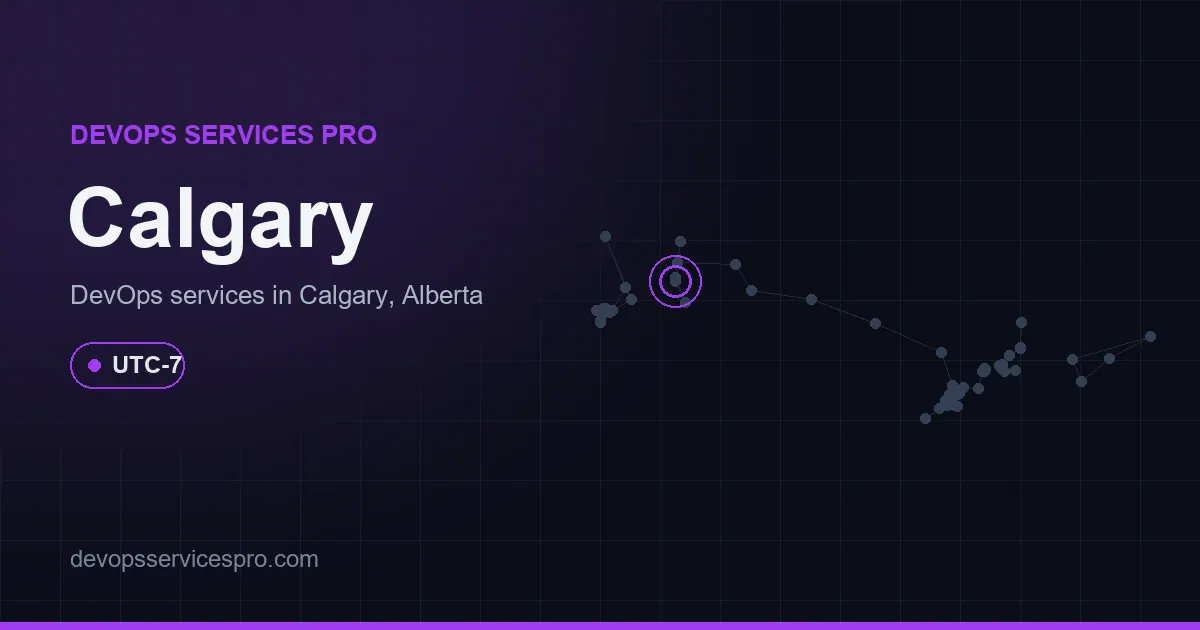 DevOps services coverage map for Calgary, Canada - DevOps Services Pro