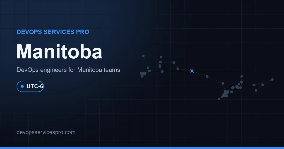 DevOps services coverage map for Manitoba, Canada - DevOps Services Pro
