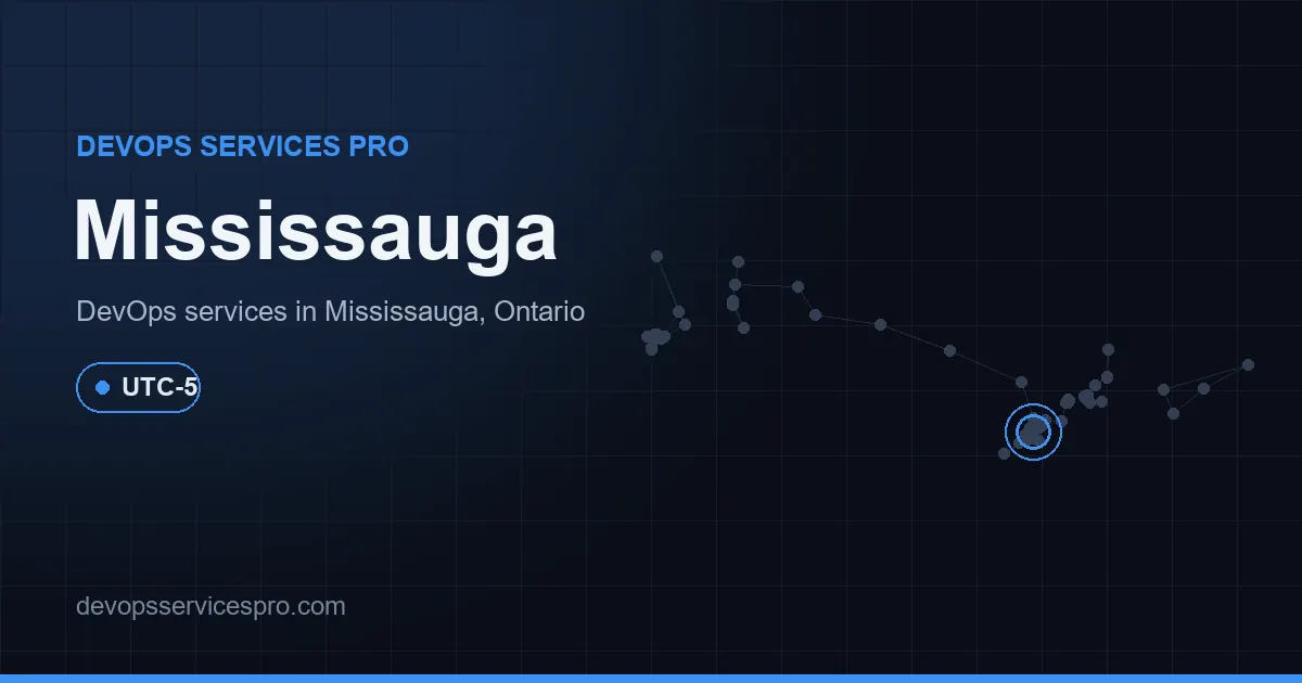 DevOps services coverage map for Mississauga, Canada - DevOps Services Pro