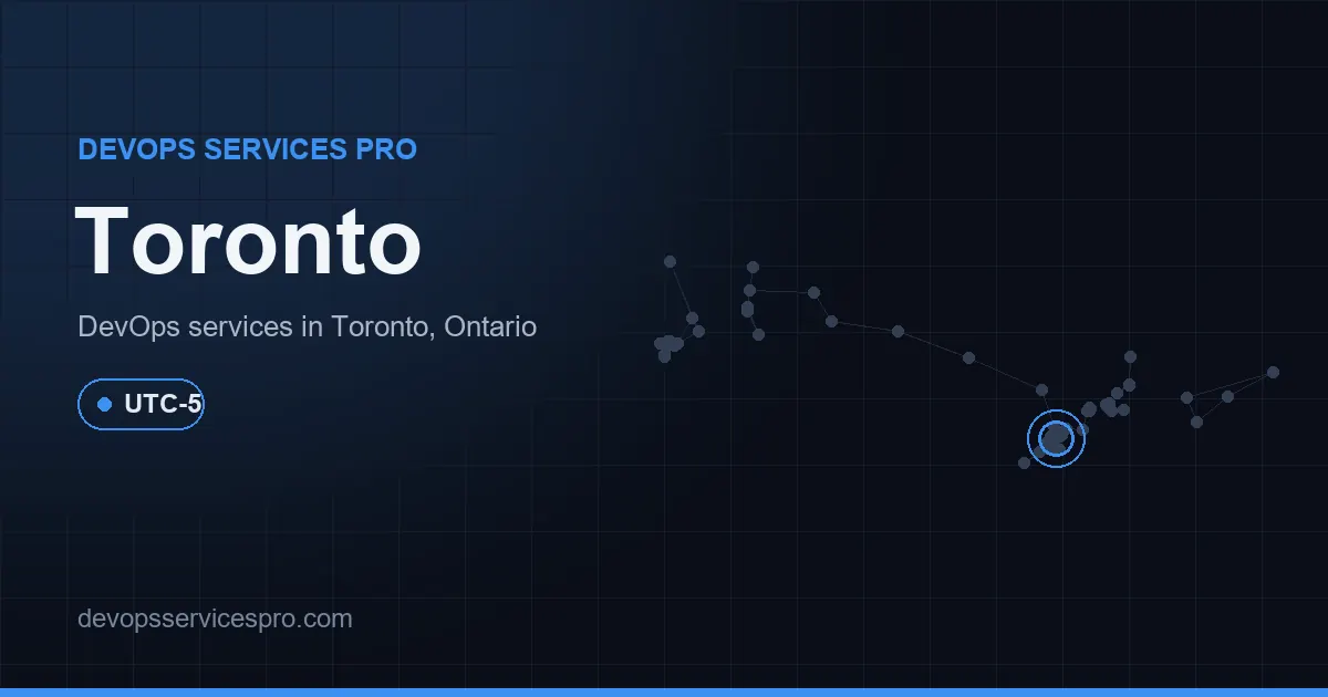 DevOps services coverage map for Toronto, Canada - DevOps Services Pro