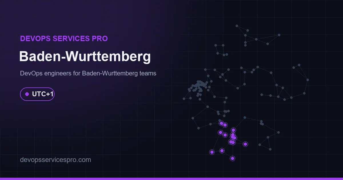 DevOps services coverage map for Baden-Wurttemberg, Germany - DevOps Services Pro