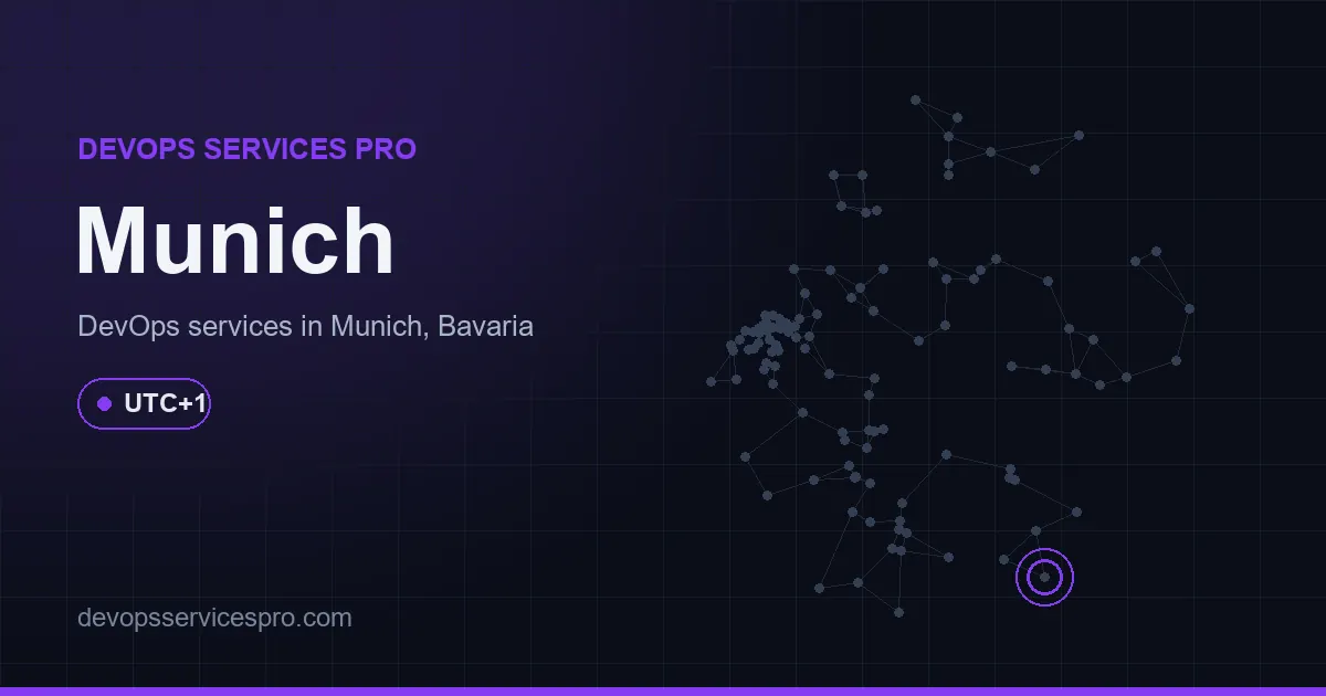 DevOps services coverage map for Munich, Germany - DevOps Services Pro