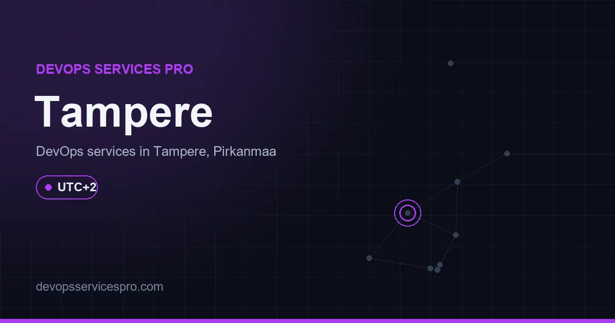DevOps services coverage map for Tampere, Finland - DevOps Services Pro
