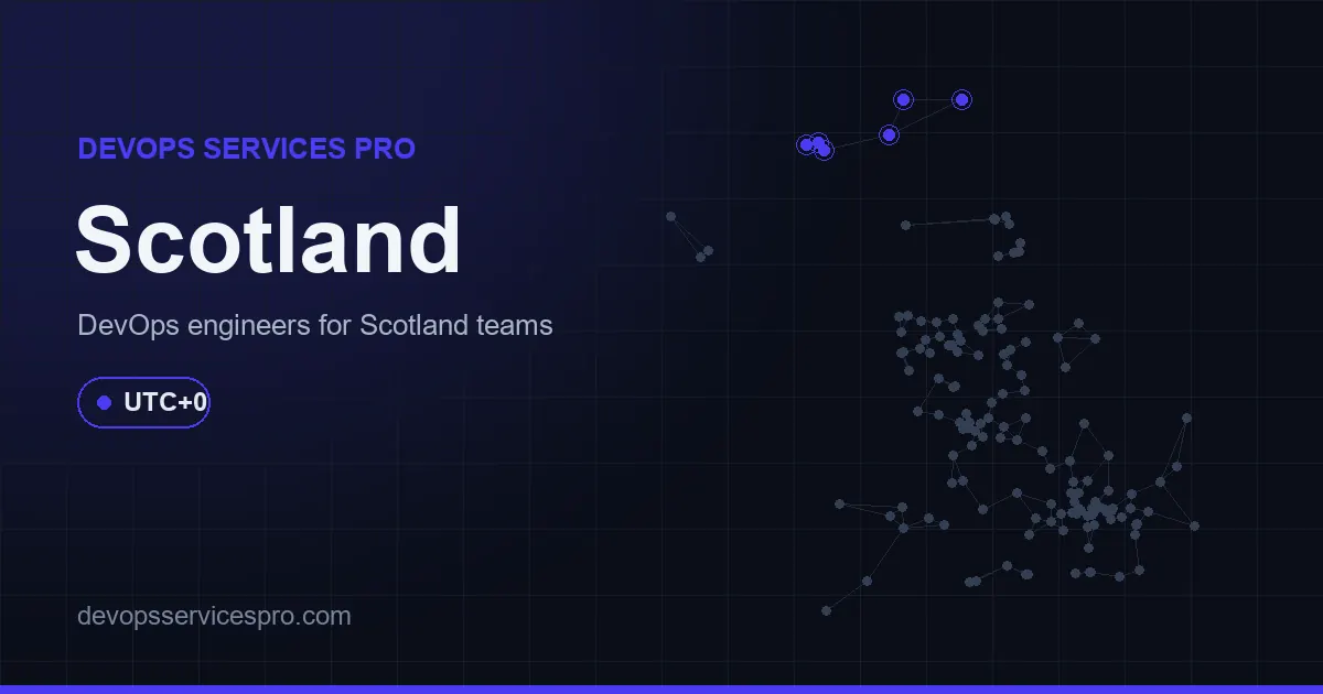 DevOps services coverage map for Scotland, the UK - DevOps Services Pro