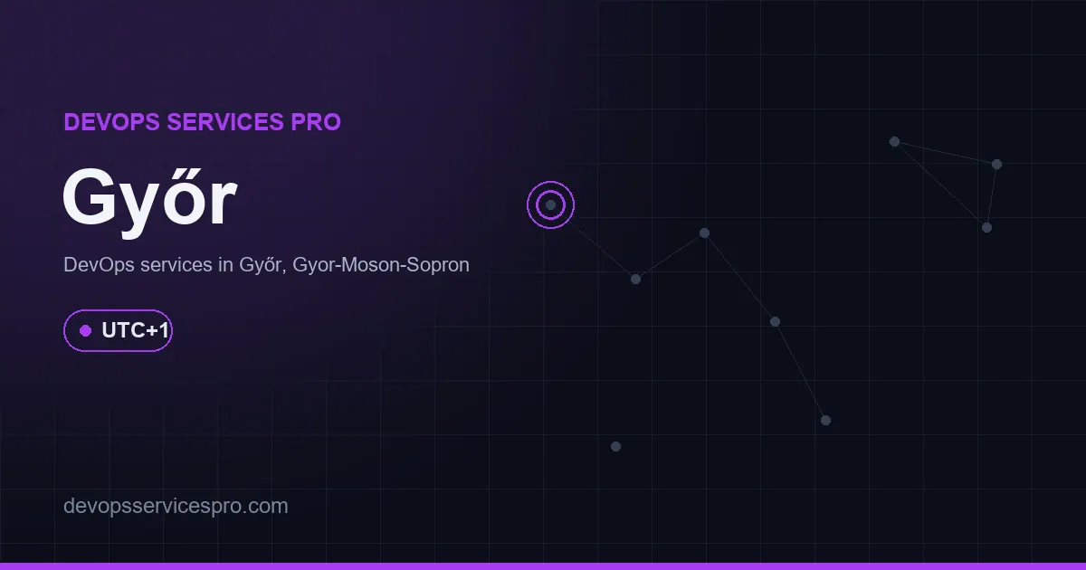 DevOps services coverage map for Győr, Hungary - DevOps Services Pro