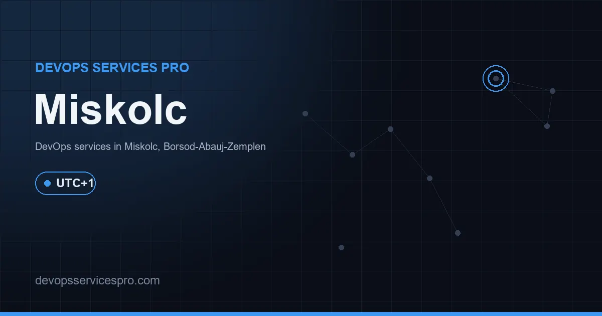 DevOps services coverage map for Miskolc, Hungary - DevOps Services Pro