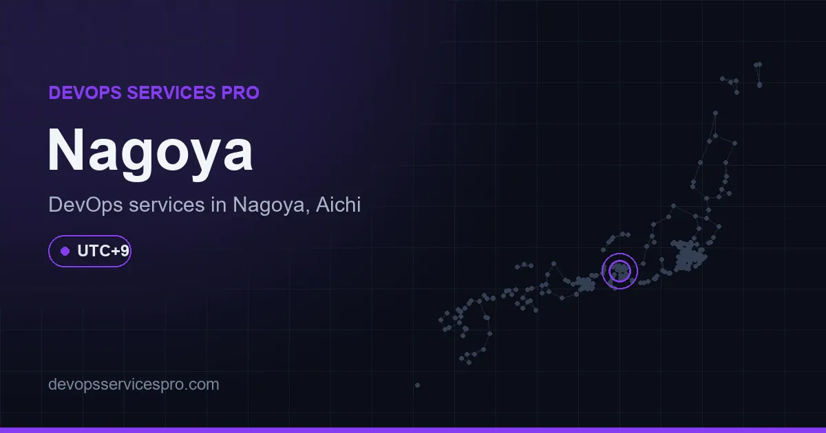 DevOps services coverage map for Nagoya, Japan - DevOps Services Pro