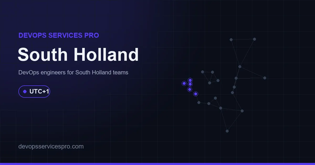 DevOps services coverage map for South Holland, the Netherlands - DevOps Services Pro