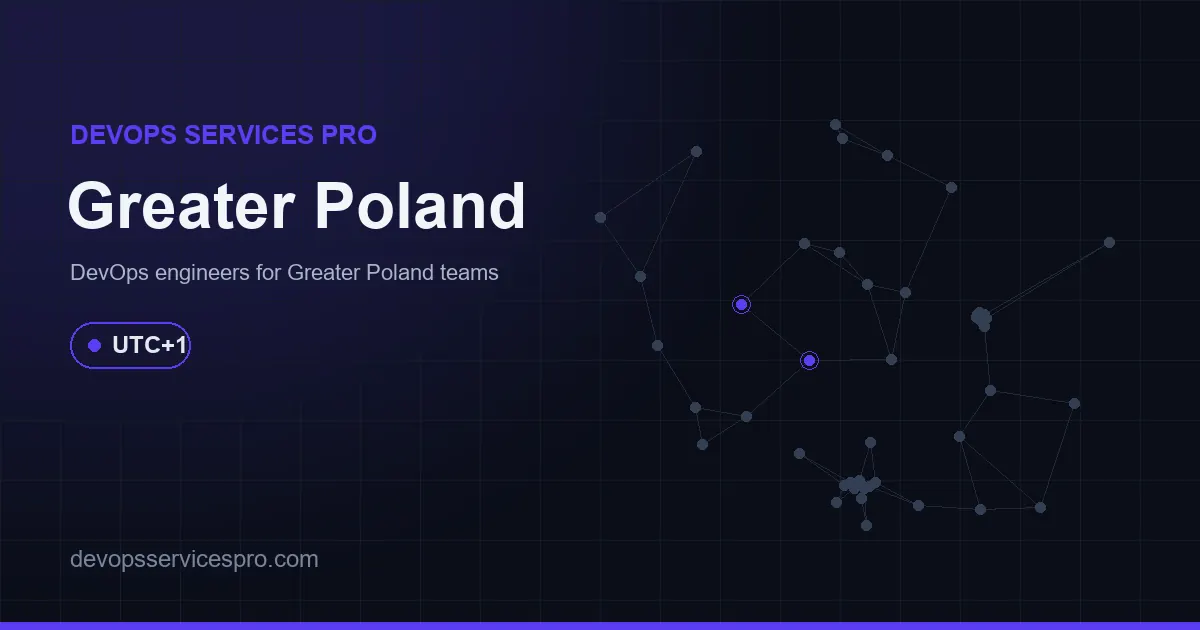 DevOps services coverage map for Greater Poland, Poland - DevOps Services Pro