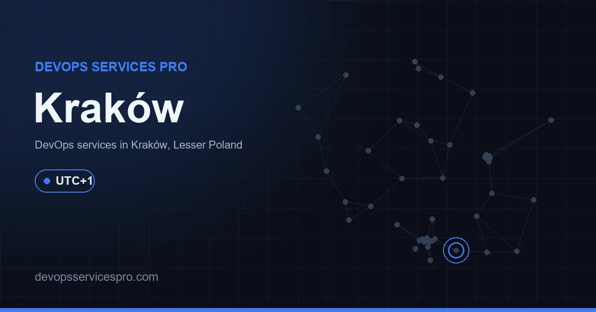DevOps services coverage map for Kraków, Poland - DevOps Services Pro