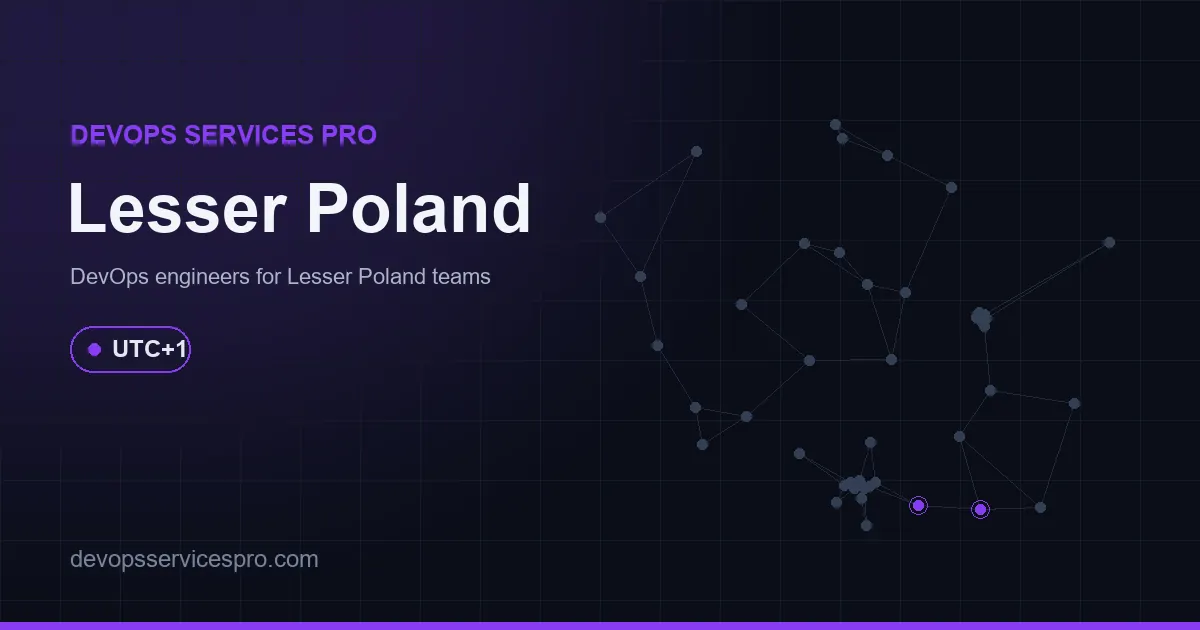 DevOps services coverage map for Lesser Poland, Poland - DevOps Services Pro