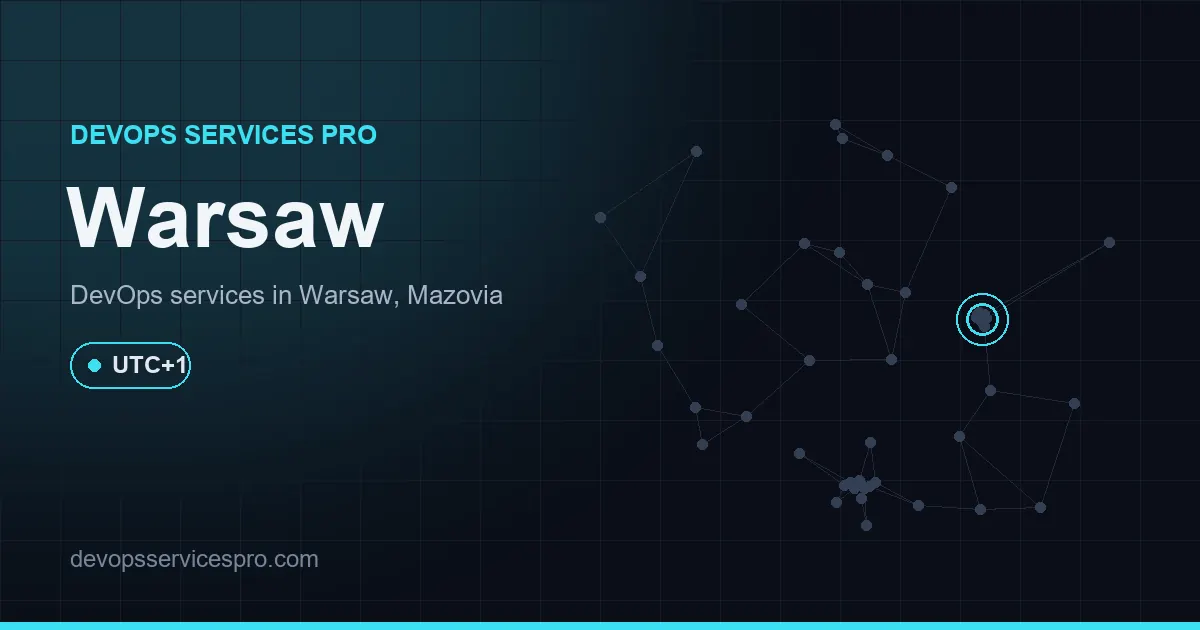 DevOps services coverage map for Warsaw, Poland - DevOps Services Pro