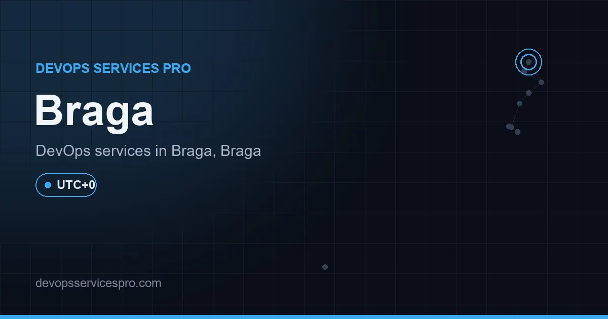 DevOps services coverage map for Braga, Portugal - DevOps Services Pro