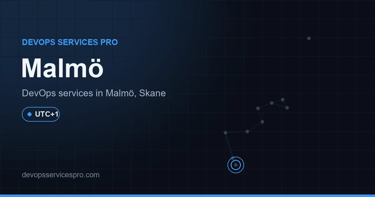 DevOps services coverage map for Malmö, Sweden - DevOps Services Pro