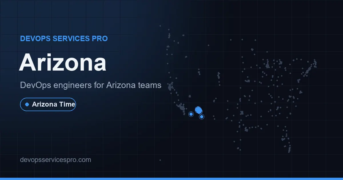 DevOps services coverage map for Arizona, the USA - DevOps Services Pro