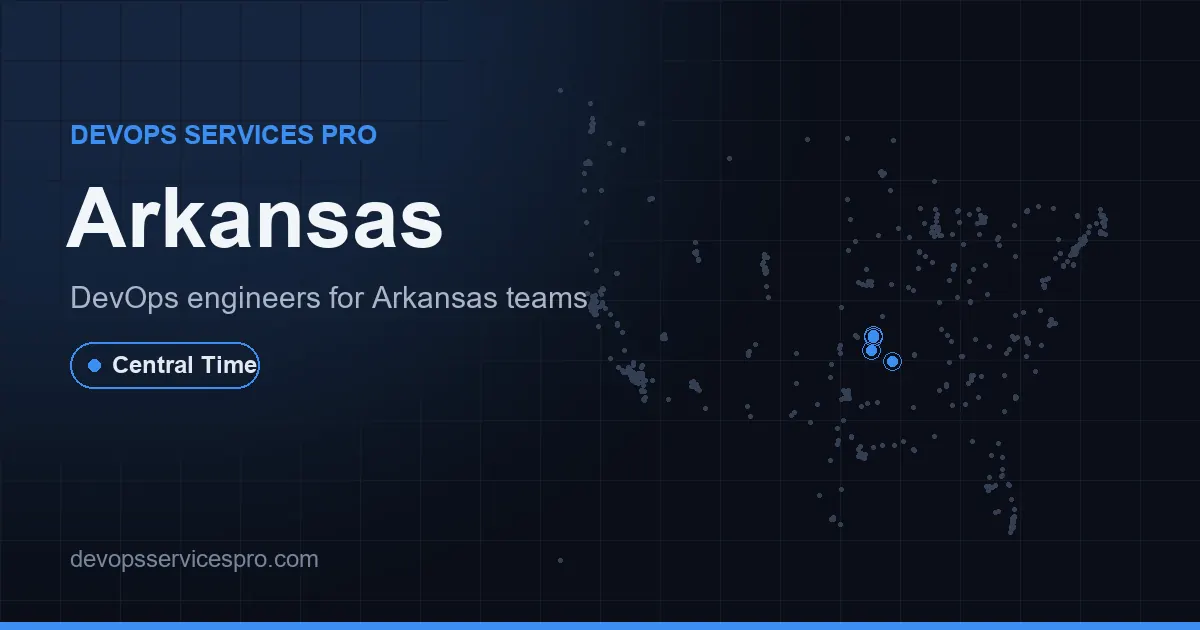 DevOps services coverage map for Arkansas, the USA - DevOps Services Pro