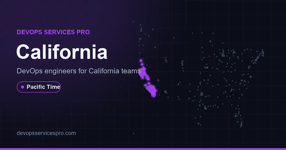 DevOps services coverage map for California, the USA - DevOps Services Pro