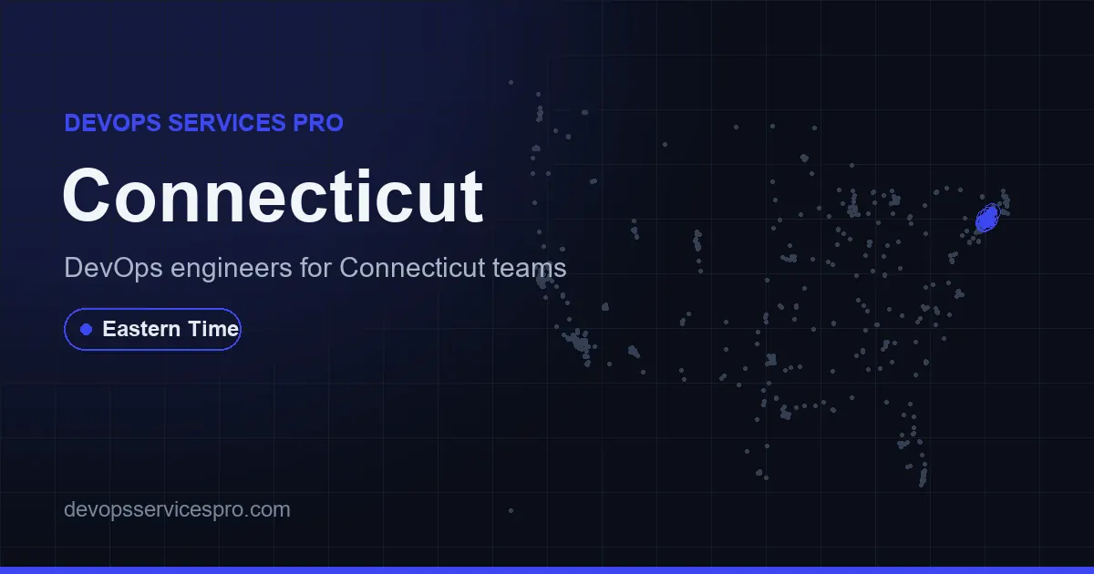 DevOps services coverage map for Connecticut, the USA - DevOps Services Pro