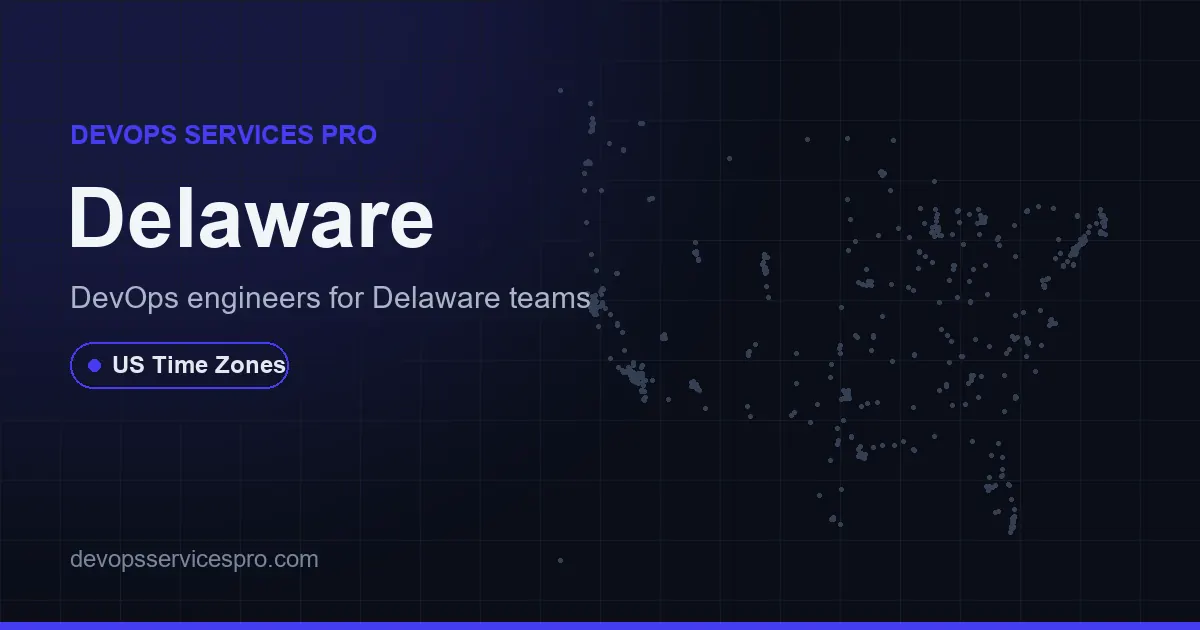 DevOps services coverage map for Delaware, the USA - DevOps Services Pro