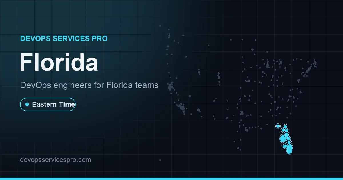DevOps services coverage map for Florida, the USA - DevOps Services Pro