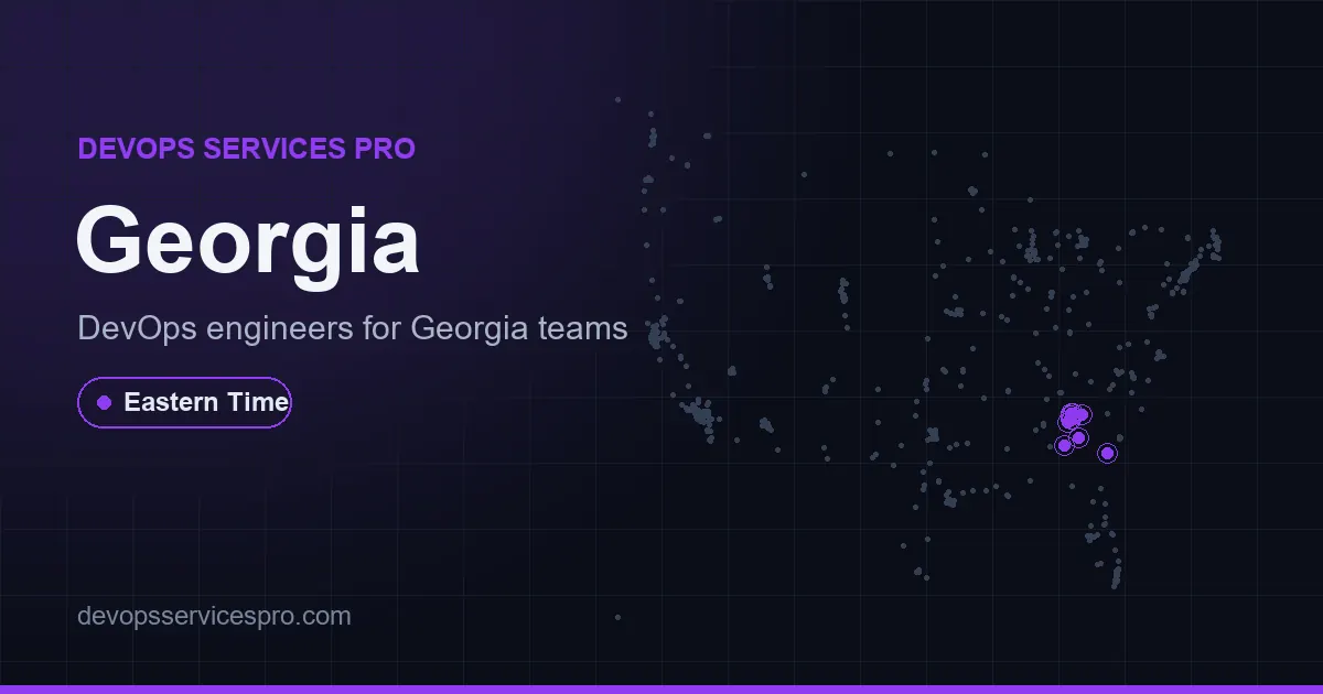 DevOps services coverage map for Georgia, the USA - DevOps Services Pro