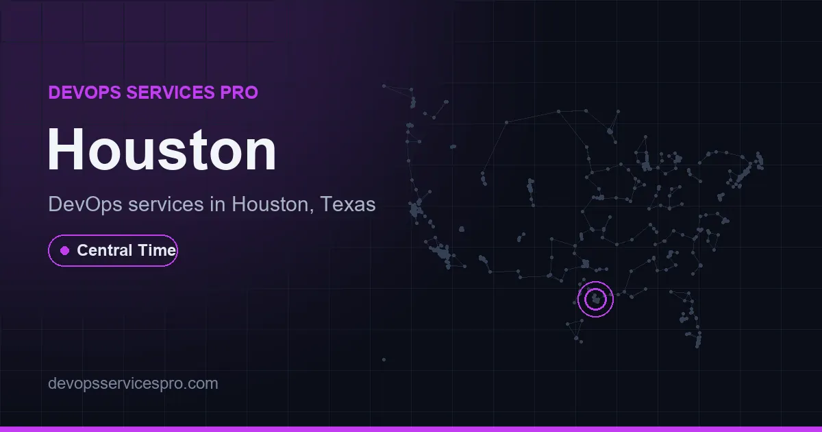 DevOps services coverage map for Houston, the USA - DevOps Services Pro