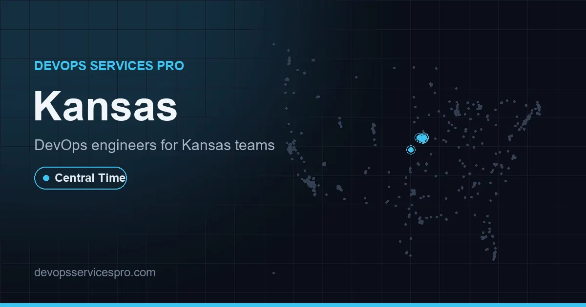DevOps services coverage map for Kansas, the USA - DevOps Services Pro