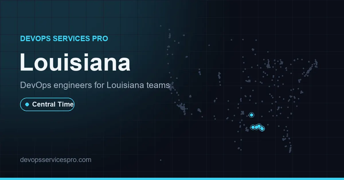 DevOps services coverage map for Louisiana, the USA - DevOps Services Pro