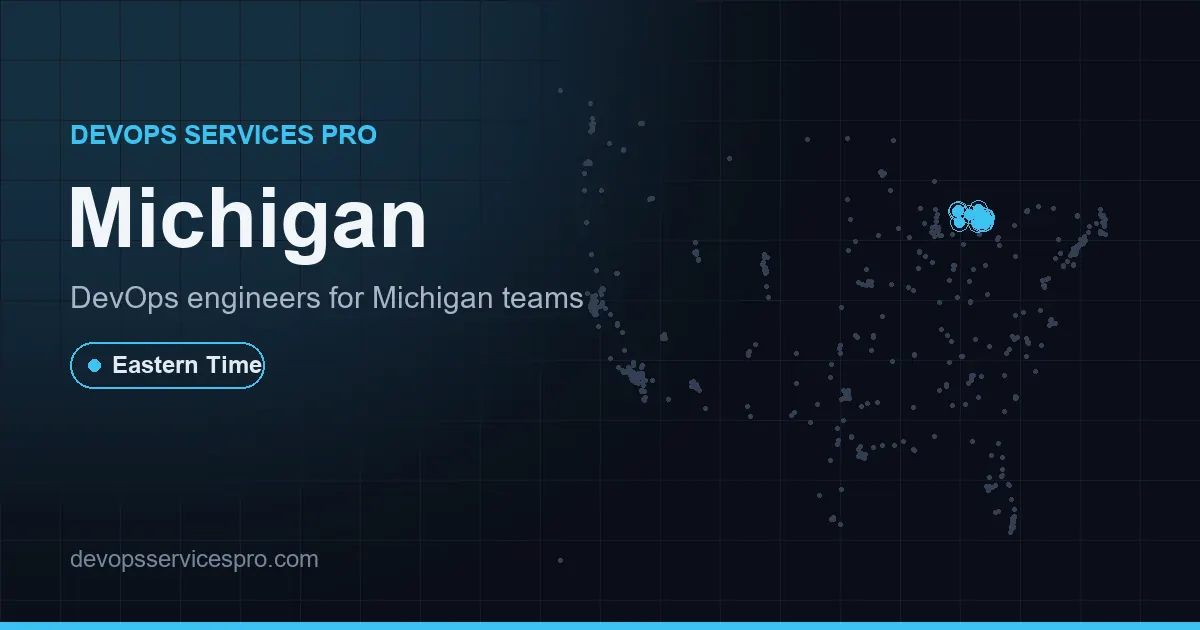 DevOps services coverage map for Michigan, the USA - DevOps Services Pro