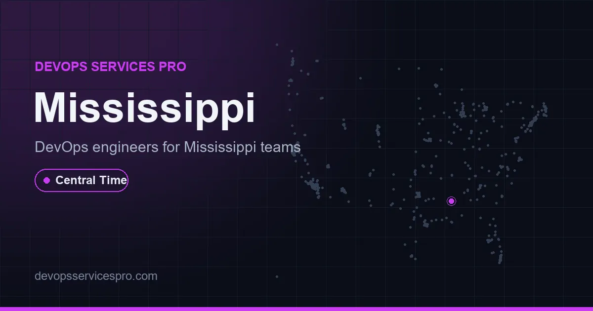 DevOps services coverage map for Mississippi, the USA - DevOps Services Pro