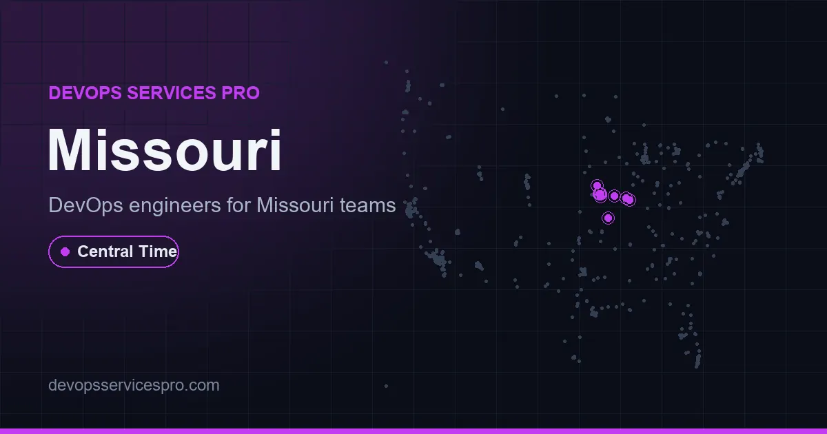 DevOps services coverage map for Missouri, the USA - DevOps Services Pro