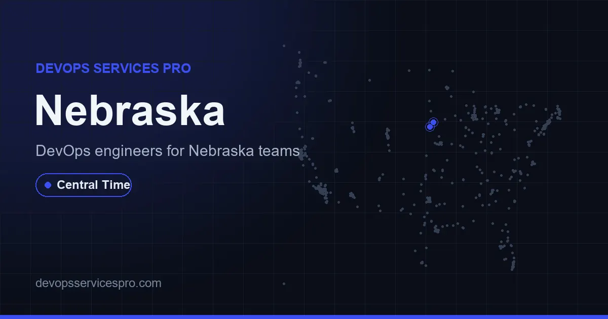 DevOps services coverage map for Nebraska, the USA - DevOps Services Pro