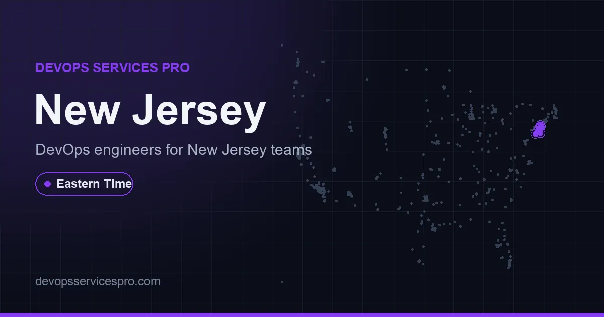 DevOps services coverage map for New Jersey, the USA - DevOps Services Pro