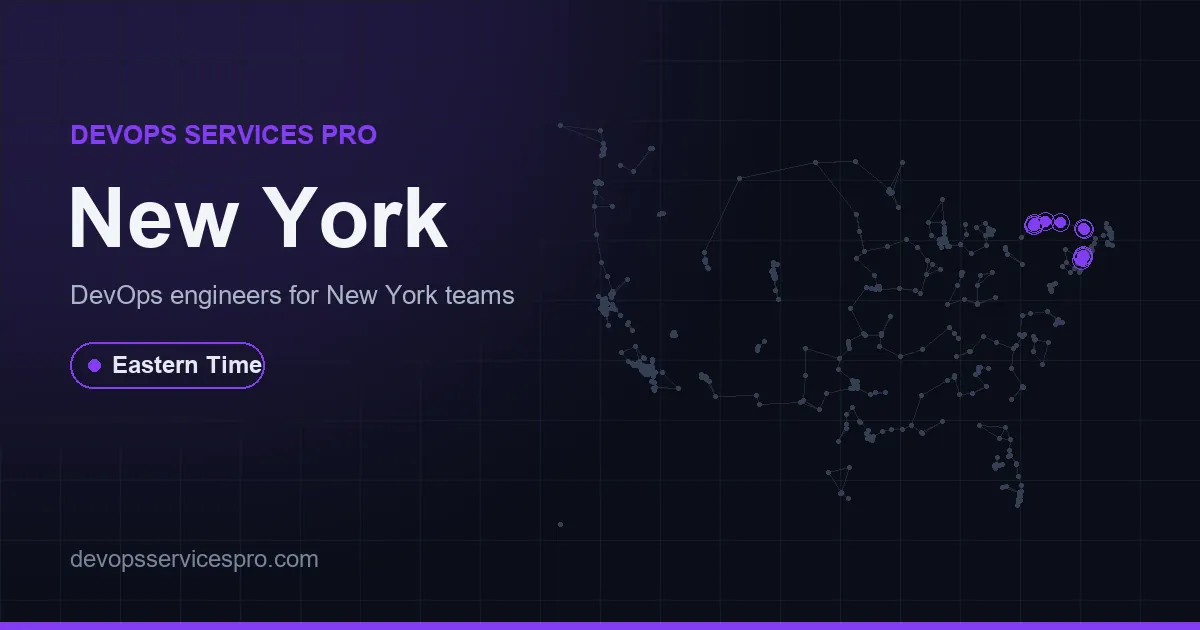 DevOps services coverage map for New York, the USA - DevOps Services Pro