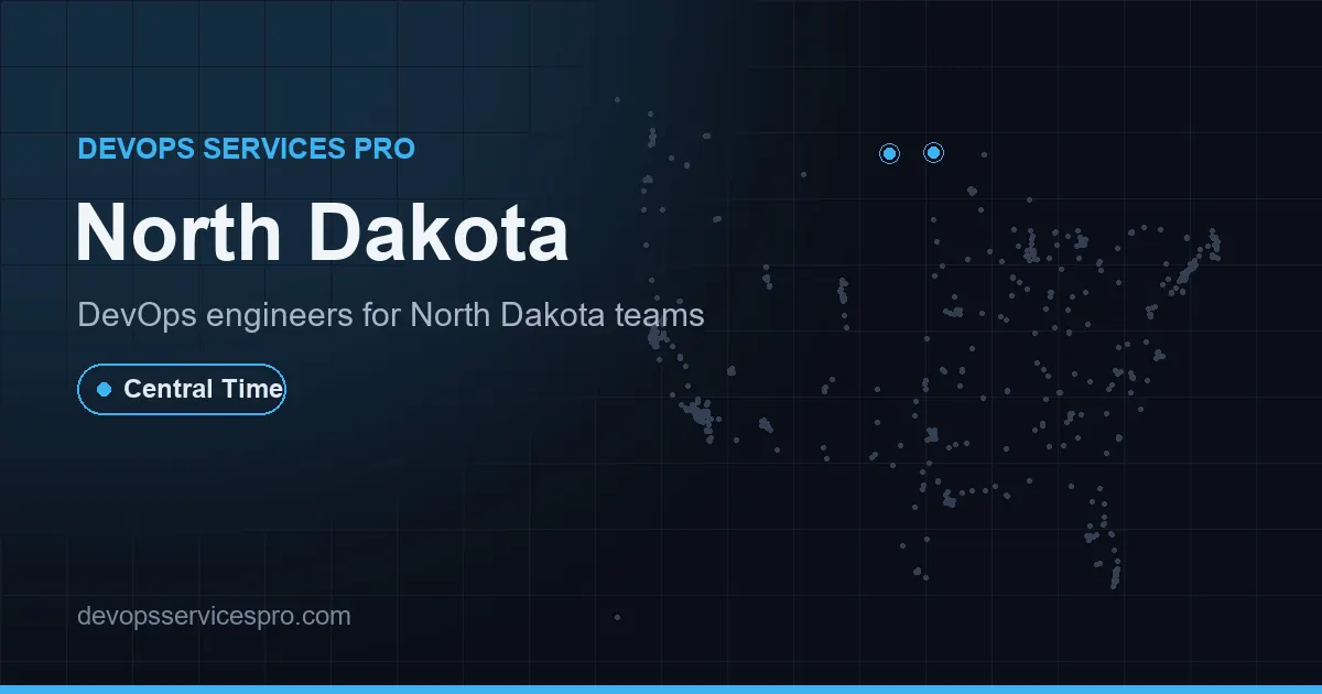 DevOps services coverage map for North Dakota, the USA - DevOps Services Pro