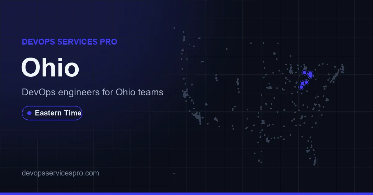 DevOps services coverage map for Ohio, the USA - DevOps Services Pro