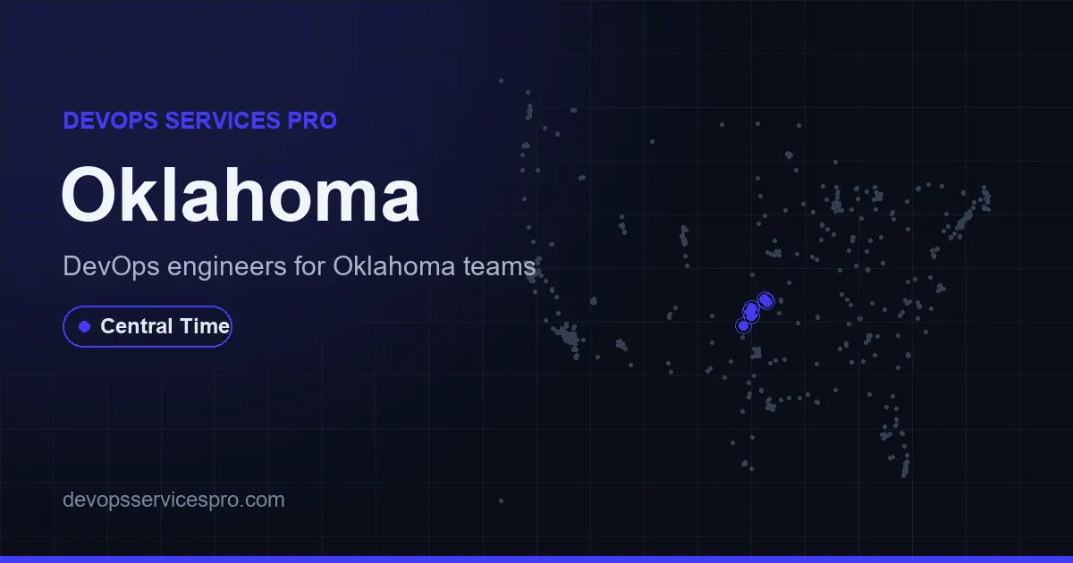DevOps services coverage map for Oklahoma, the USA - DevOps Services Pro