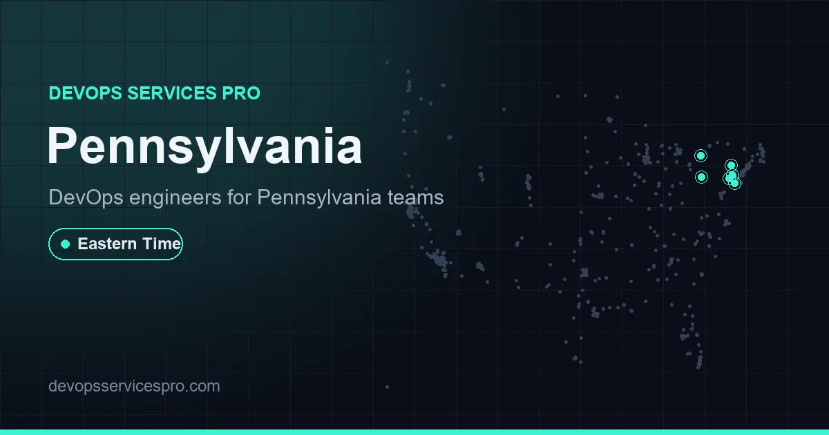 DevOps services coverage map for Pennsylvania, the USA - DevOps Services Pro
