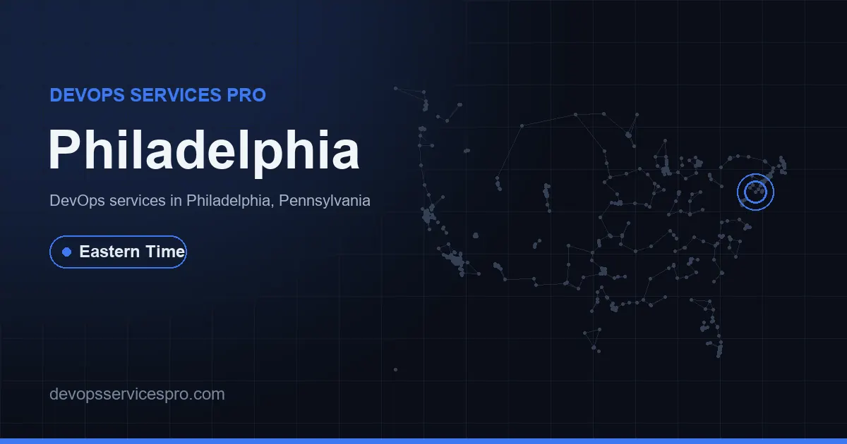 DevOps services coverage map for Philadelphia, the USA - DevOps Services Pro