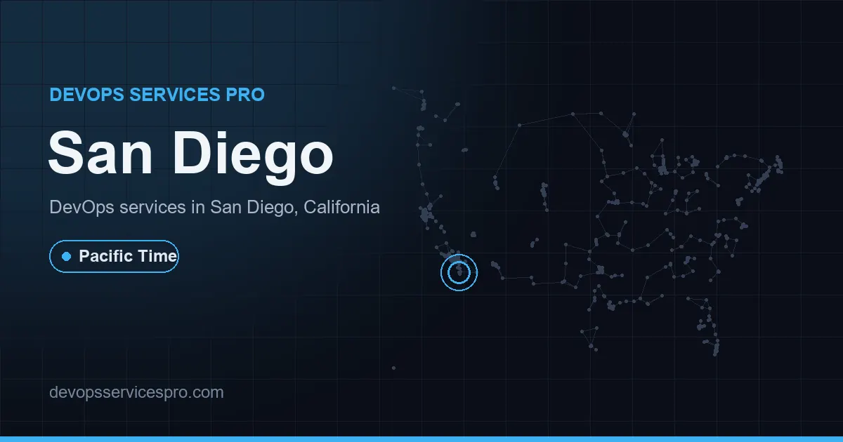 DevOps services coverage map for San Diego, the USA - DevOps Services Pro