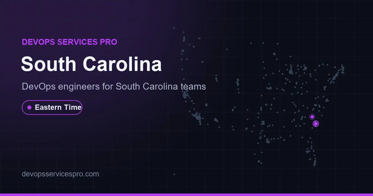 DevOps services coverage map for South Carolina, the USA - DevOps Services Pro