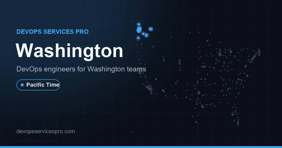 DevOps services coverage map for Washington, the USA - DevOps Services Pro