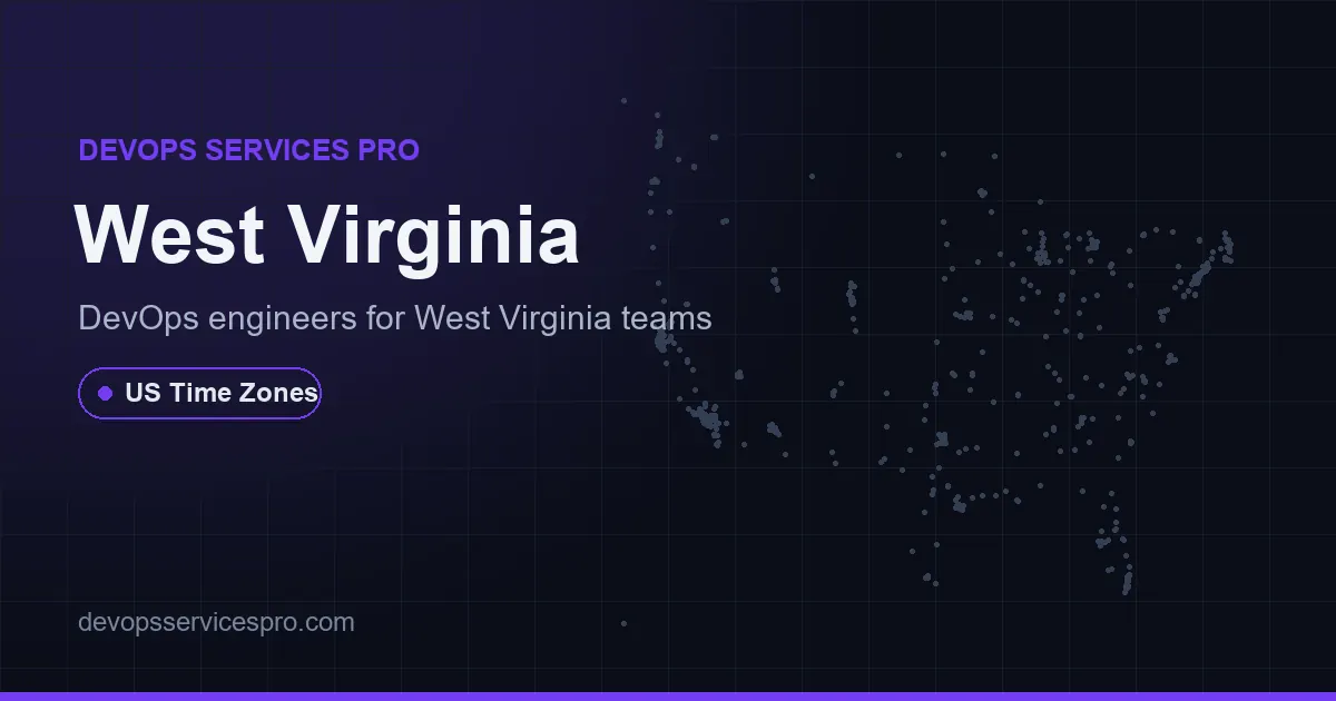 DevOps services coverage map for West Virginia, the USA - DevOps Services Pro