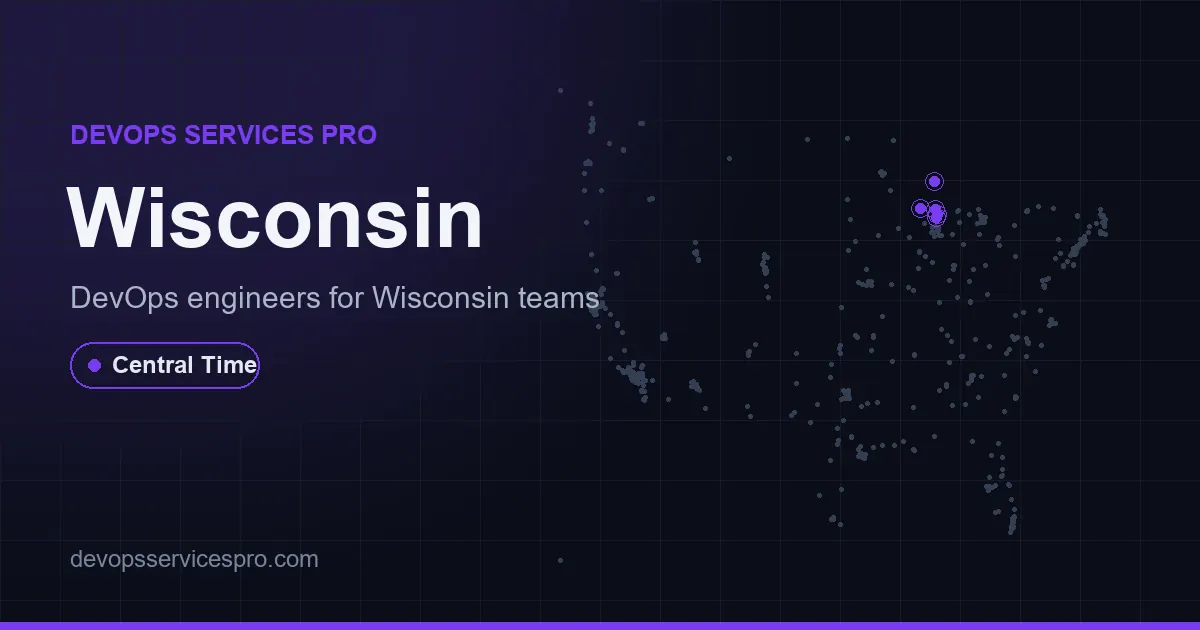 DevOps services coverage map for Wisconsin, the USA - DevOps Services Pro